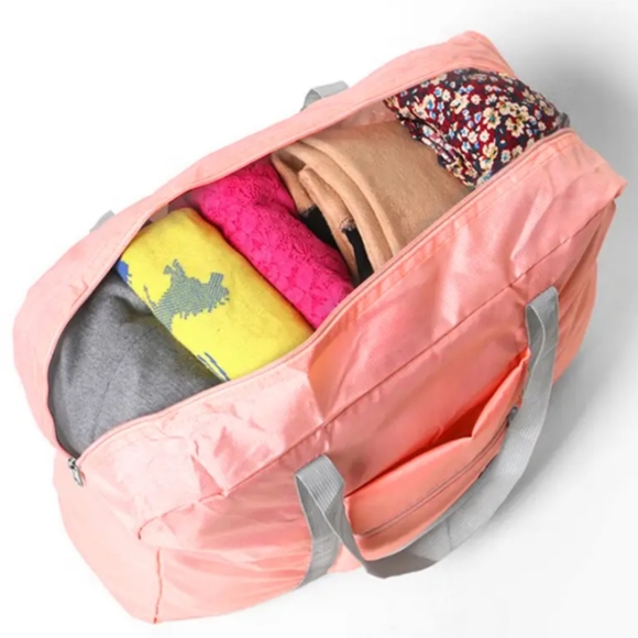 Cute Light Weight Travel Tote Bag Peachy Pink - Picture 2 of 4